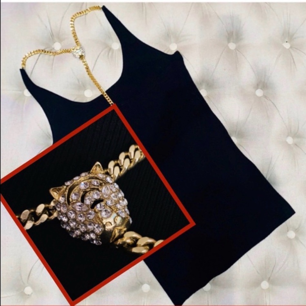 ✨Last One! ✨Size L - Sexy Crystal Motif Chain Link Sweater